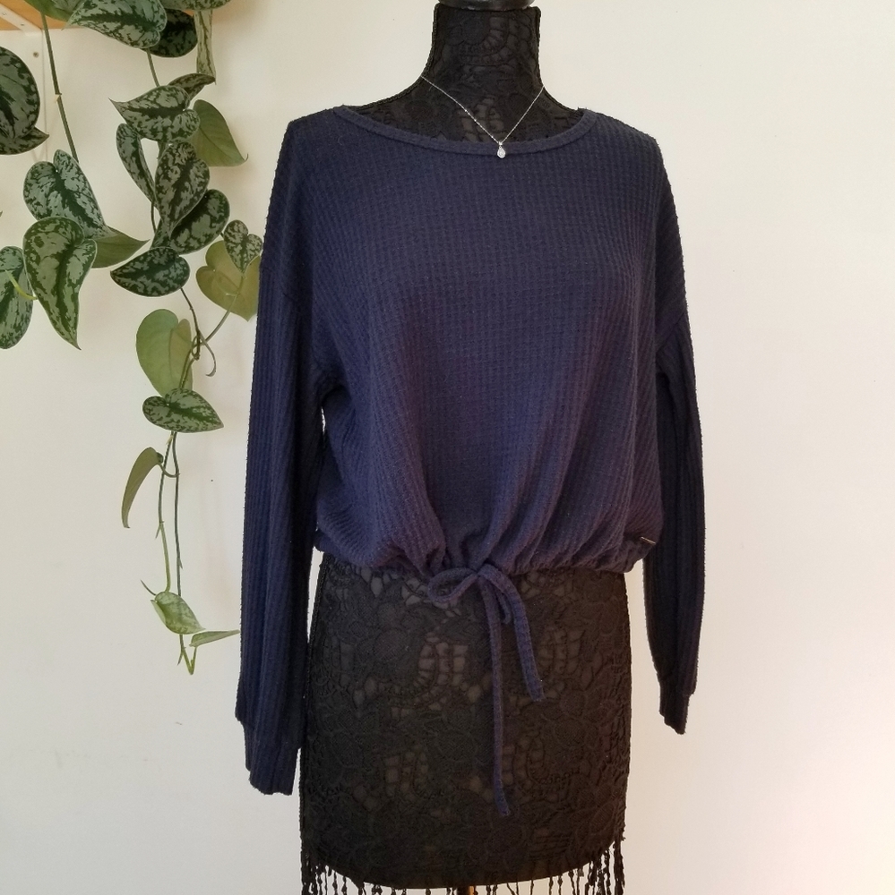 Long Sleeve Waffle Knit Top